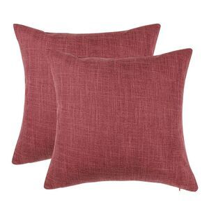 2pcs Linen Throw Pillow Covers Blank Cotton Square Cushion Cover Red